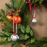 Personalized Jingle Bell Christmas Ribbon Ornament with Engraved Name Plate Beads and Card Christmas Tree Decor for Family