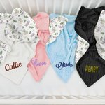 Personalized Cute Cartoon Dragon Forest Soft Baby Security Blanket with Dotted Backing and Embroidery Name Baby Shower Birthday Gift for Boys Girls