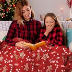 Gepersonaliseerde Peperkoek Cookie Candy Cane Zachte deken met naam Home Decor Kerstcadeau voor kind Familie Vriend