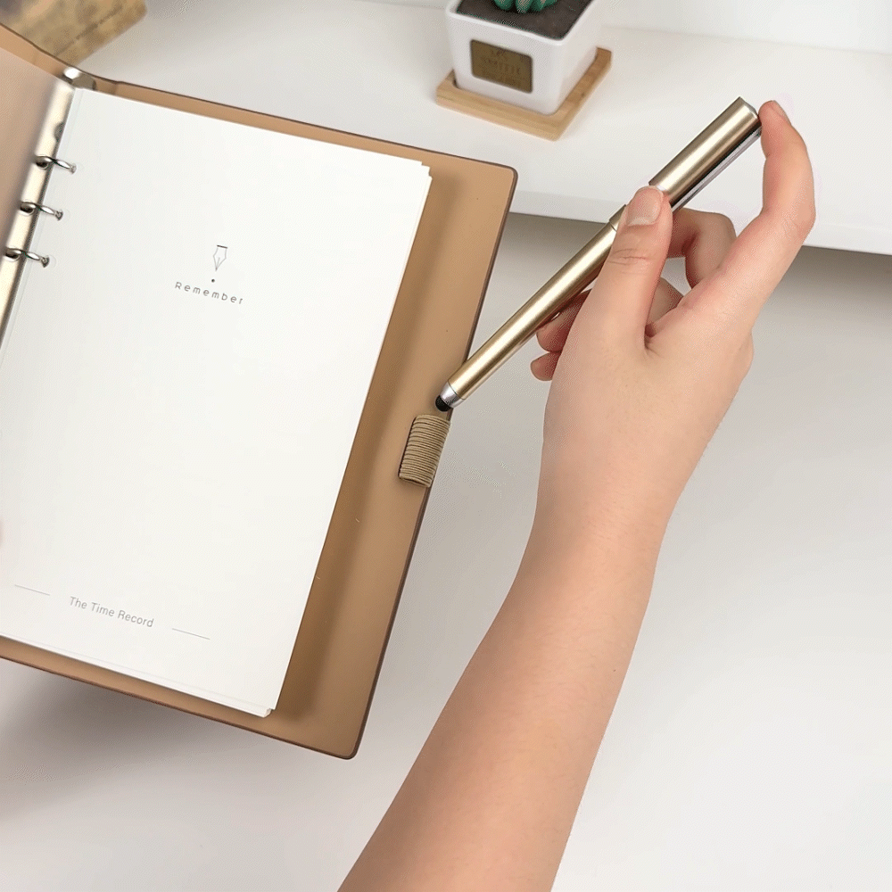 Personalised Engraved Monogrammed Leather Refillable Binder Notebook and Pen Set with 160 Lined Pages Birthday Gift for Family Friend Business Staff