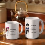 Personalizada Cartoon Nombre del personaje Definición 11oz 15oz Taza de café de cerámica con texto Cumpleaños Regalo para Hombres Mujeres