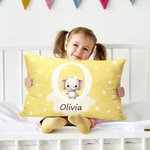 Personalised Cute Animal Cloud Throw Pillow Cover with Name and Initial Nursery Decor Baby Shower Birthday Gift for Boys Girls