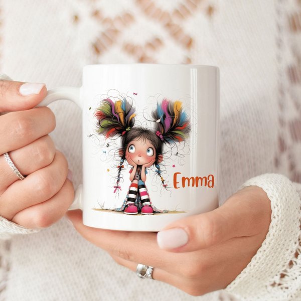 Tazza personalizzata in ceramica da 11/15 oz per ragazza stravagante e stravagante con nome, regalo di compleanno per le ragazze e le donne.