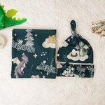 Personlig Night Sky Little Dragon Mottaksteppe Swaddle Knot Hat Pannebånd med navn Sykehus Coming Home Outfit Baby Shower Gave til nyfødte