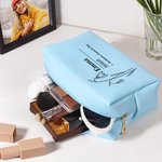 Personalized Line Birth Flower Name Definition Leather Makeup Bag Pouch with Text Birthday Bridesmaid Gift for Women