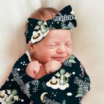 Personlig Night Sky Little Dragon Mottaksteppe Swaddle Knot Hat Pannebånd med navn Sykehus Coming Home Outfit Baby Shower Gave til nyfødte