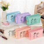 Personalized Line Birth Flower Name Definition Leather Makeup Bag Pouch with Text Birthday Bridesmaid Gift for Women