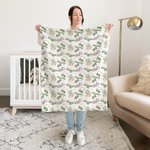 Personalized Cute Cartoon Dragon Forest Receiving Blanket Swaddle Hat Headband Set with Name Coming Home Outfit Baby Shower Gift for Newborns