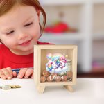 Personlig Rainbow Floral Fantasy Unicorn sparebøsse i tre med navn Barnehagedekorasjon Bursdag Baby Shower Gave til jenter