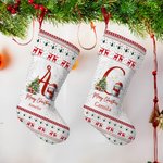 Bonnet de houx personnalisé Bonhomme de neige Joyeux Noël avec initiales et nom Arbre de Noël Décoration de cheminée Fête de famille Cadeau pour enfan