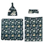 Personlig Night Sky Little Dragon Mottaksteppe Swaddle Knot Hat Pannebånd med navn Sykehus Coming Home Outfit Baby Shower Gave til nyfødte