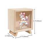 Personlig Rainbow Floral Fantasy Unicorn sparebøsse i tre med navn Barnehagedekorasjon Bursdag Baby Shower Gave til jenter
