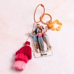 Llavero personalizado con foto y texto para bolso con borla y estrella Regalo de cumpleaños y aniversario para un amigo de la familia y amante de las 