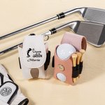 Personlig golfspiller-silhuett Golfball- og teeholder Lærveske med navn belteklips Bærbar sportsutstyrsgave til golfspillere