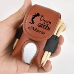 Personlig golfspiller-silhuett Golfball- og teeholder Lærveske med navn belteklips Bærbar sportsutstyrsgave til golfspillere