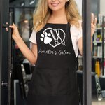 Personalized Hairdressing Paw Print Dog Cat Grooming Salon Waterproof Apron with Pockets and Adjustable Strap Birthday Gift for Pet Owners Groomers