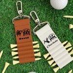 Personalized Golfer Silhouette PU Leather Golf Tee Holder Bag Tag with Name and 5 Pcs Bamboo Tees Sports Birthday Gift for Golf Player