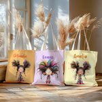 Borsa in tela resistente personalizzato con nome personaggio animato ragazza stravagante regalo di compleanno per la mamma per donne ragazze