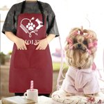 Personalized Hairdressing Paw Print Dog Cat Grooming Salon Waterproof Apron with Pockets and Adjustable Strap Birthday Gift for Pet Owners Groomers
