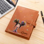 Personalizado Cute Whimsical Quirky Girl A5 PU Leather Notebook Cover with Name and Storage Pocket Birthday School Office Supply Gift for Girls Women