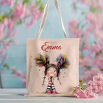 Borsa in tela resistente personalizzato con nome personaggio animato ragazza stravagante regalo di compleanno per la mamma per donne ragazze