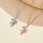 Personalised Crown Birthstone Cross Necklace Jesus Jewellery Birthday Christian Baptism Gift for Woman