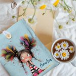 Personalisierte Lustiges-Mädchen Buchhülle mit Knopfverschluss Namen Schulanfang Geburtstag Geschenk für Leseratten Bücherwürmer