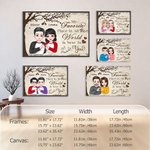 Personalised Tree Love Cartoon Character Finger Heart Canvas Painting with Name Home Decor Valentine's Day Gift for Couple