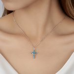 Personalised Crown Birthstone Cross Necklace Jesus Jewellery Birthday Christian Baptism Gift for Woman