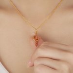 Personalised Crown Birthstone Cross Necklace Jesus Jewellery Birthday Christian Baptism Gift for Woman