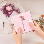 Personalisierte Geburt Blume Name Lederband Skizzenbuch Travel Journal Notebook mit Blume Taste Geburtstag Geschenk für Frauen Maler Studenten