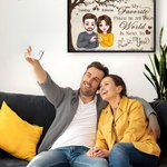 Personalised Tree Love Cartoon Character Finger Heart Canvas Painting with Name Home Decor Valentine's Day Gift for Couple