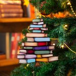 Albero dei libri personalizzato con il nome dell'albero di Natale, decorazione per la finestra dell'auto, regalo di compleanno del club del libro per 