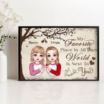 Personalised Tree Love Cartoon Character Finger Heart Canvas Painting with Name Home Decor Valentine's Day Gift for Couple