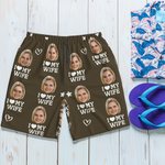 Pantaloncini da bagno personalizzati Quick Dry Face Photo Beach Funny Bachelor Party Anniversary Valentine's Day Gift for Man