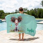 Toalla de playa personalizada de gran tamaño y secado rápido con el nombre de la chica Regalo de cumpleaños para niños y adultos