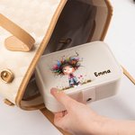 Personalised Quirky Girl Two-layer PU Leather Jewellery Box with Name Travel Accessory Birthday Anniversary Gift for Women