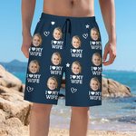 Pantaloncini da bagno personalizzati Quick Dry Face Photo Beach Funny Bachelor Party Anniversary Valentine's Day Gift for Man
