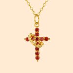 Personalised Crown Birthstone Cross Necklace Jesus Jewellery Birthday Christian Baptism Gift for Woman