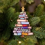 Albero dei libri personalizzato con il nome dell'albero di Natale, decorazione per la finestra dell'auto, regalo di compleanno del club del libro per 