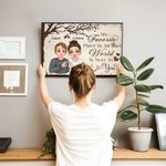 Personalised Tree Love Cartoon Character Finger Heart Canvas Painting with Name Home Decor Valentine's Day Gift for Couple