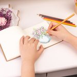 Personalisierte Geburt Blume Name Lederband Skizzenbuch Travel Journal Notebook mit Blume Taste Geburtstag Geschenk für Frauen Maler Studenten