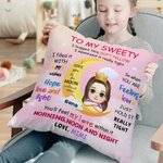 Personalised Cartoon Kid Character Moon Design Soft Throw Pillow Cover with Name Birthday Home Decor Gift for Boys Girls
