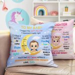 Personalised Cartoon Kid Character Moon Design Soft Throw Pillow Cover with Name Birthday Home Decor Gift for Boys Girls