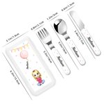 Personalized Balloon Star Name Stainless Steel Kid Toddler Knife Fork Spoon Cartoon Case 3 Pcs Cutlery Set Birthday Back to School Gift for Boy Girl