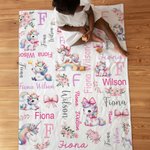Plaid personnalisé floral arc-en-ciel fantaisie licorne rose noeud couverture douce avec nom décoration de la nurserie douche de bébé cadeau d'anniver