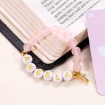 Personalizada rosa mate de cuarzo rosa de cuentas del bebé del nombre de la niña pulsera con el encanto de la Cruz de Oro Baby Shower bautizo de regalo para el recién nacido ahijada
