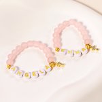 Personalizada rosa mate de cuarzo rosa de cuentas del bebé del nombre de la niña pulsera con el encanto de la Cruz de Oro Baby Shower bautizo de regalo para el recién nacido ahijada