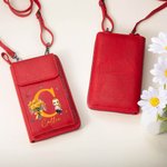 Gepersonaliseerde Cartoon Karakter Geboorte Bloem Lederen Telefoon Portemonnee Crossbody Tas met Initialen Naam en Meerdere Compartimenten Verjaardagscadeau voor vrouwen