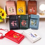 Gepersonaliseerde Cartoon Karakter Geboorte Bloem Lederen Telefoon Portemonnee Crossbody Tas met Initialen Naam en Meerdere Compartimenten Verjaardagscadeau voor vrouwen